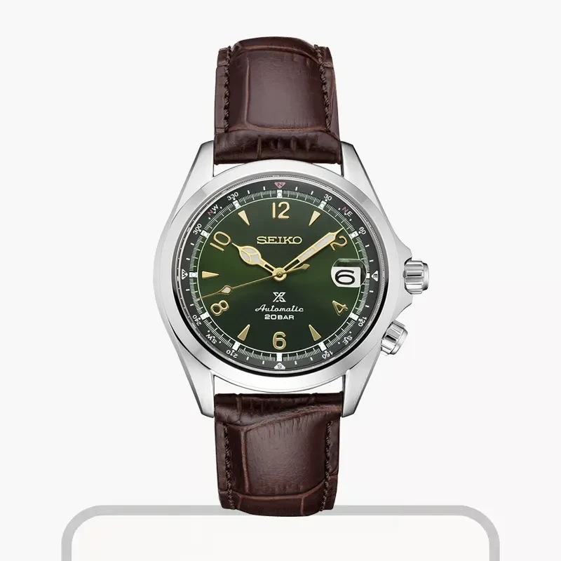 Seiko Prospex 'Alpinist' Leather Green Dial Men's Watch- SPB121J1